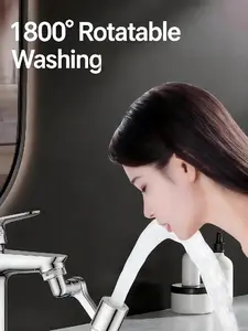 Rotatable Robotic Arm Faucet Extension 1800° Splash-Proof Adapter Flexible Metal Design Easy Install for Sink & Washbasin Kitchen Bathroom