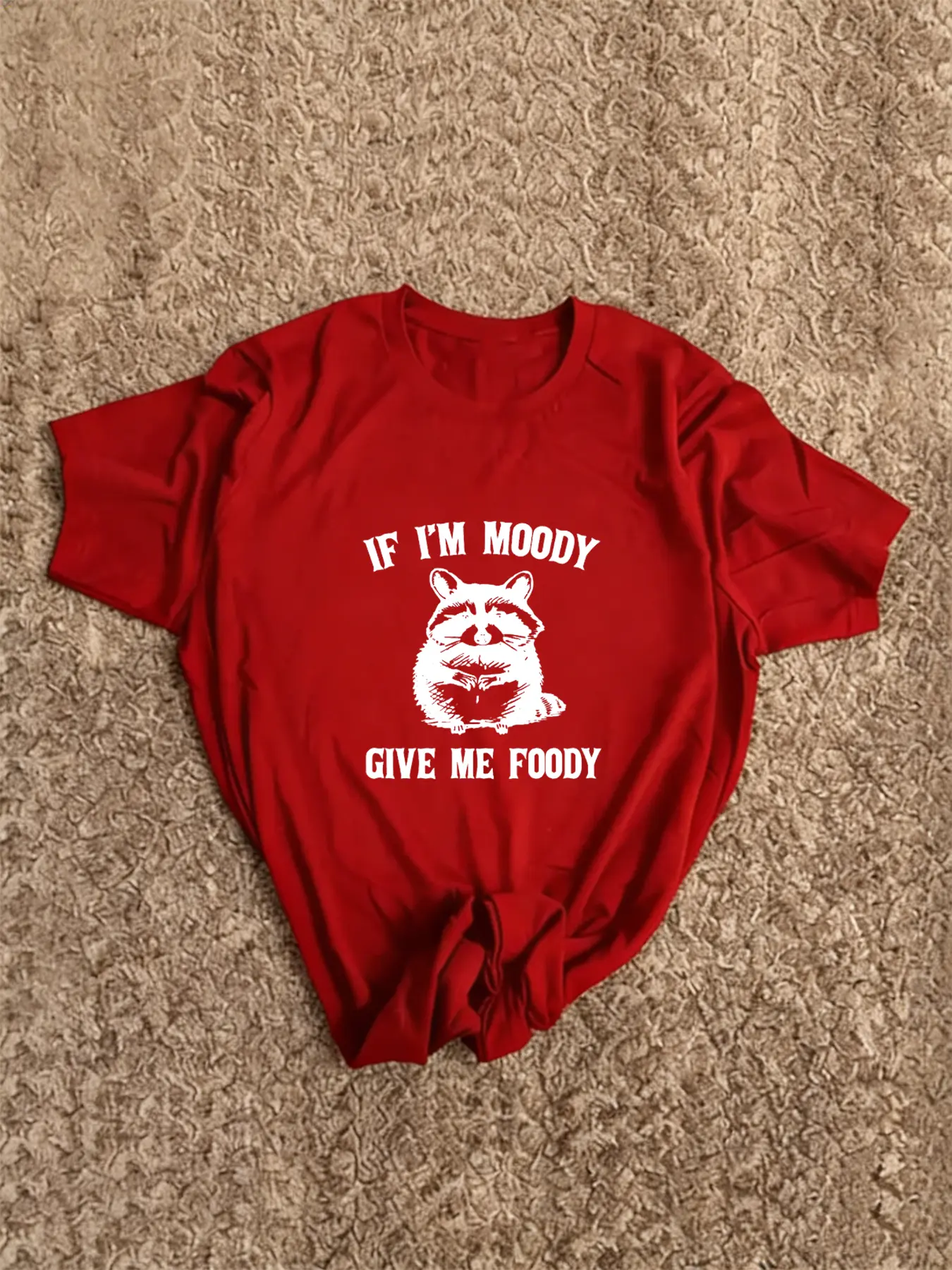 If I'm Moody Give Me Foody S-SHIRT，Moody Graphic Tee, Loose Fit Round Neck Short Sleeve Top, Casual Daily Wear, Unisex Design, Spring Summer Collection