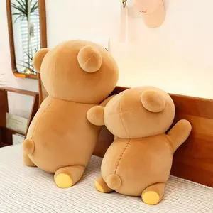 Chubby Rilakkuma Plush Toy Lying Down Pose Pillow Bear Cute Companion Comfort Doll Soft Sofa Cushion Kawaii Room Decoration Gift
