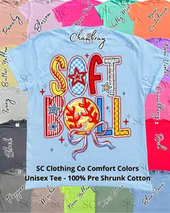 Colorful Brushstroke Softball Comfort Colors Tee