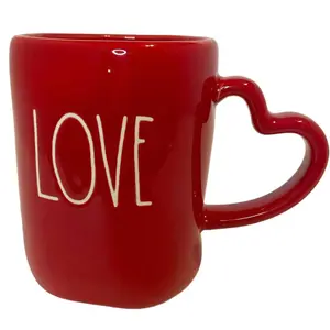 Rae Dunn Love Mug Heart Handle-Valentines Day   Heart handle mugs Ceramic Drinkware
