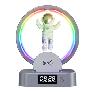 Maglev Astronaut Bluetooth Clock Speaker Space Man Audio Wireless Charging Subwoofer Creative Gift Ornament