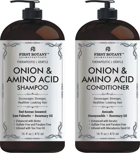 Onion & Amino Acid Shampoo and Conditioner Set – Hair Growth & Strengthening Formula with Biotin, Keratin & Argan Oil – Sulfate-Free, Made in USA - 16 fl oz x 2