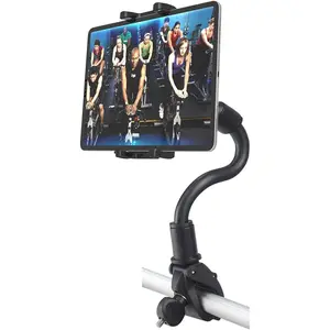 Tablet Holder Spin  Mount for 4-13" iPad Phone, 360 Gooseneck Stand for Treadmill Stationary Exercise Bicycle, Indoor Cycling Clamp for iPad Pro Air Mini, Galaxy Z Fold, Fire HD,
