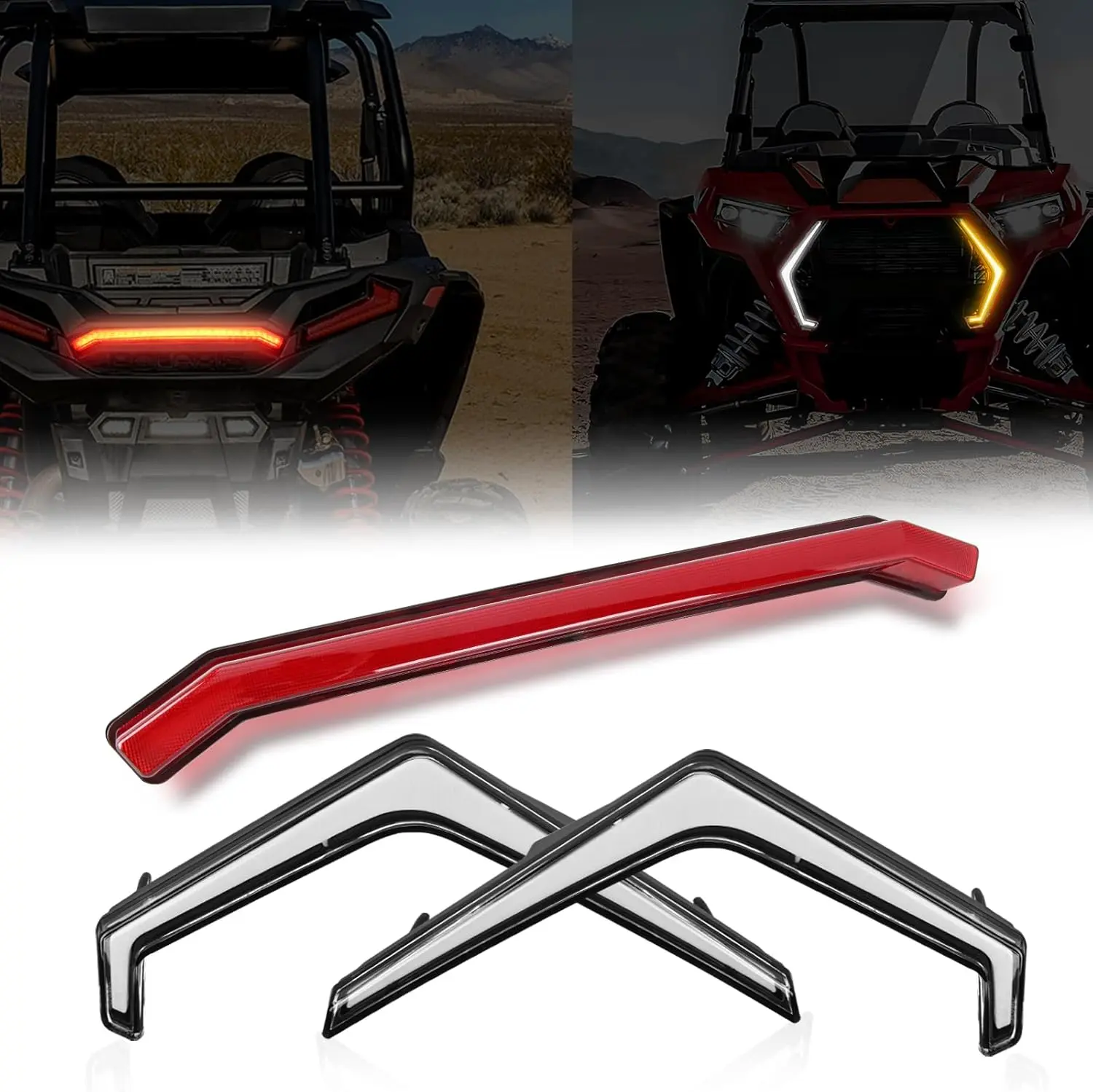 Nilight Waterproof Fang-Shape Turn Signal & Rear Center Tail Light Kit (2 Fang Lights), IP67 Rated, Plug & Play, DOT Compliant, 2 Extended Wire Harnesses, High Efficiency, On-Road Safety Accessory for Polaris RZR XP 1000 Turbo (2019-2023), RZR XP Series