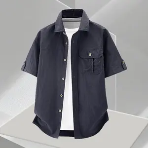 Men’s casual utility work shirt made from wear-resistant fabric, featuring a practical chest pocket and a comfortable fit—suitable for work, travel, and everyday wear.