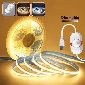 1pc 3000K Warm White COB LED Strip, DC5V CRI 93+TV Strip, 8mm Wide LED Strip, LED Strip for Bedroom, Kitchen, Home Lighting Decoration (USB Power Supply)