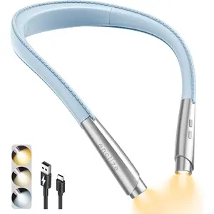 LED Neck Reading Light, Book Light for Reading in Bed, 3 Colors, 9 Brightness Levels, Lightweight Comfortable Design, Long Lasting, Perfect for Knitting,Crafting,Camping, Blue