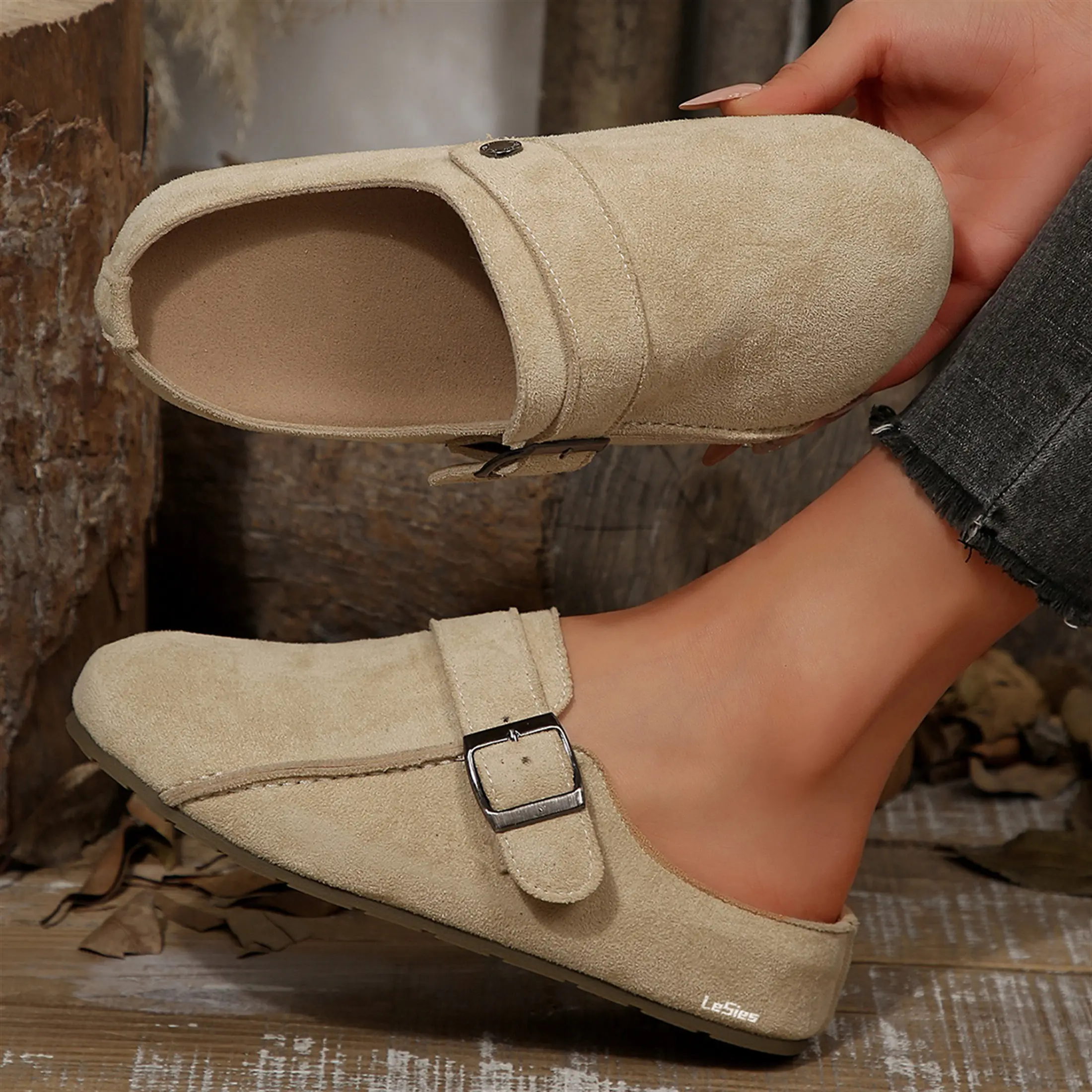 Soft Suede Slip On Clogs Sandals For Women Comfortable Flat Heel Daily Wear Mules Indoor Outdoor Shoes  Springfresh