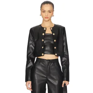 LIONESS Amelie Cropped Jacket in Onyx