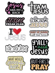 10pcs/set Holy Jesus Christianity Religious Beliefs Enamel Pins Custom Quotes I Love Jesus Bible Verses Cross Alloy Brooches Lapel Backpack Badge Fashion Jewelry Accessories Gifts for Friends