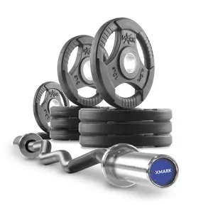 Tri-Grip Olympic Weight Plates and Curl Barbell Sets