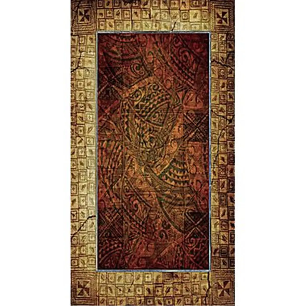 212 MAIN VersaTraction Kahuna Grip Peel-and-Stick Antimicrobial Bath Mat, Tropical Tahitian Tapa Design, 14in x 27in Rectangle Anti-Slip Bath Rug with Non-Slip Grip, Anti-Slip Grip