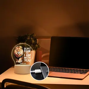 Inspiring Lion Reading Lamp, USB Light, Encouraging Bible Verse, Comfort and Strength, Lion and Motivational Literature Blend
