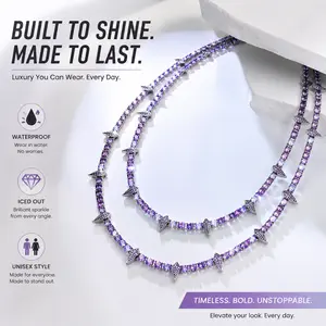 Unisex Dark Night Black Panther-Inspired Tennis Necklace  Iced Out Full Diamond Moissanite Cuban Choker, Hypoallergenic Hip Hop Street Trend, Luxury  Perfect Birthday Gift for Men tarnish proof men's jewelry Gold-Plated Link nut stack herringbone lei