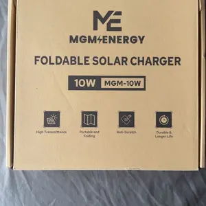 10W Solar Charger, IP65 Waterproof, Foldable with Dual USB Outputs (5V/2A Max) for iPhone, iPad, Samsung, and more. Ideal for outdoor use.