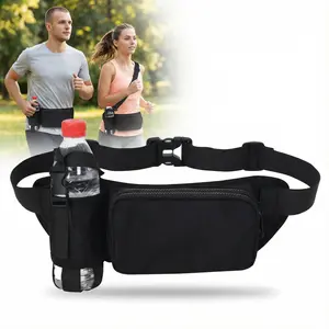 Fanny Pack with Water Bottle Holder - Waterproof Running Belt, Ultra Lightweight Nylon Phone Waist Bag for Men Women Hiking Travel