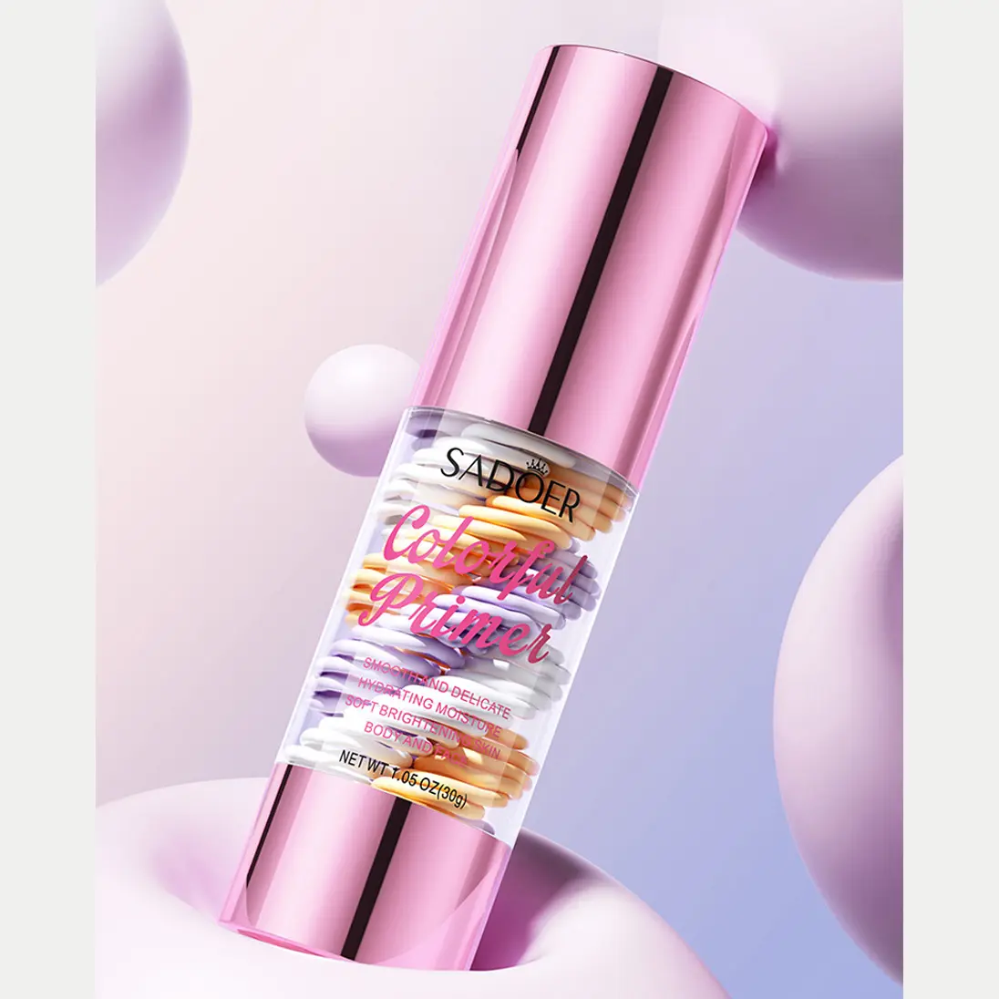 3-in-1 Color Correcting Facial Serum, Moisturizing Primer, , SPF 50 PA+++, Brightening Primer for Even Skin Tone, Oil Control & Refreshing, Purple, Pink & Green Tones