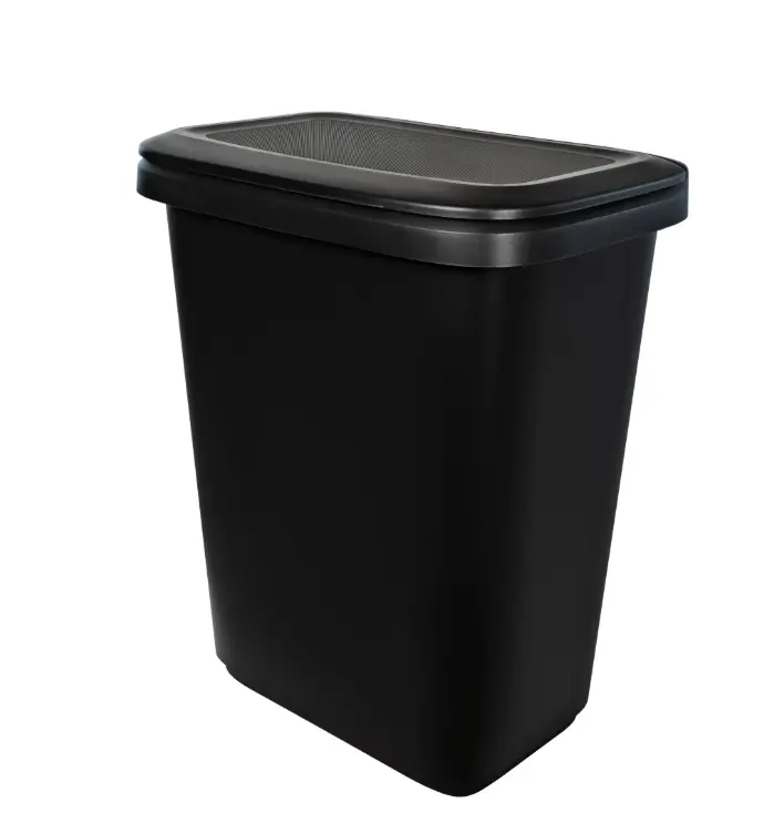Hefty 20.4 Gal Plastic 2-Compartment Kitchen Trash Can with Lift-Top Lid, Black Recycling Bin for Home Care Supplies