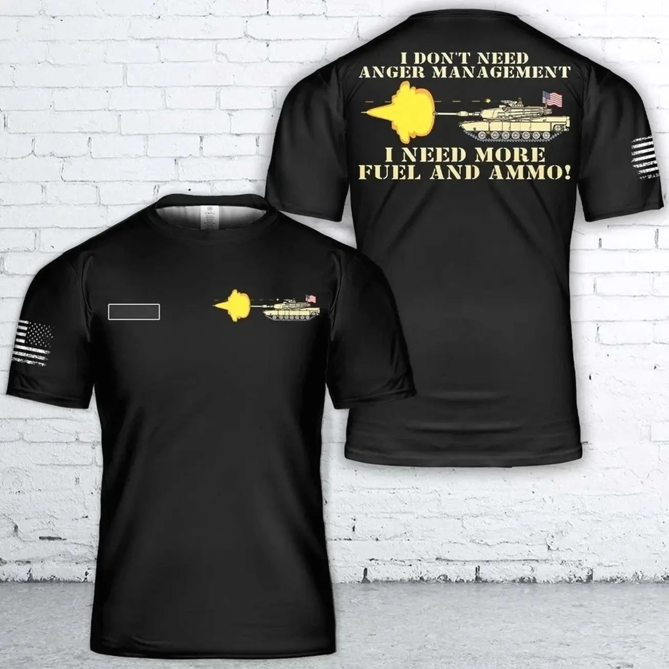 Custom Name US Army M1 Abrams Tank T-Shirt 3D AOP