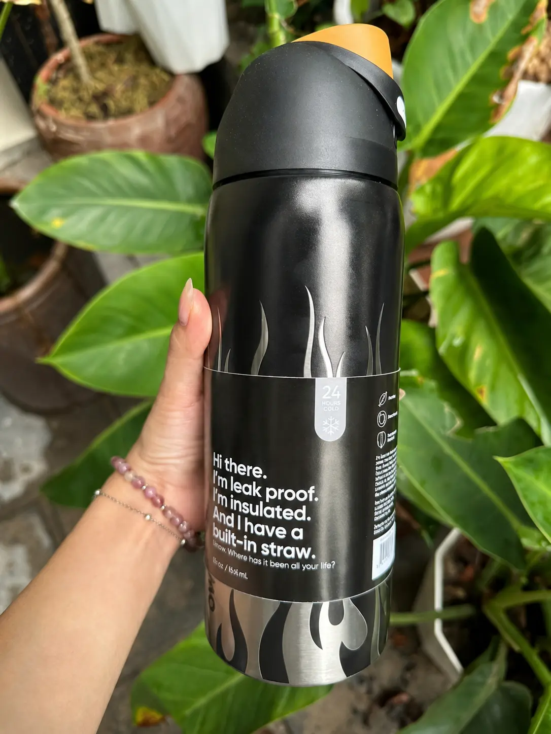 Insulated Stainless Steel Water Bottle with Flip Straw Lid, Leakproof Vacuum Travel Tumbler, Double Wall Reusable Sports Bottle for Gym, Office & Outdoor