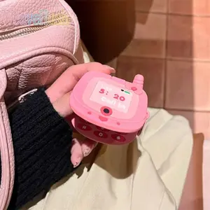 2026 Cute Pink Flip Phone Style Earphone Case with Mini Mirror, Kawaii Girly Barbie Inspired Design, Compatible with AirPods 1/2/3/4/Pro/Pro 2, Shockproof Protective Cover, Perfect Sweet Gift for Valentine’s Day, Birthday & Holiday for Girls Women
