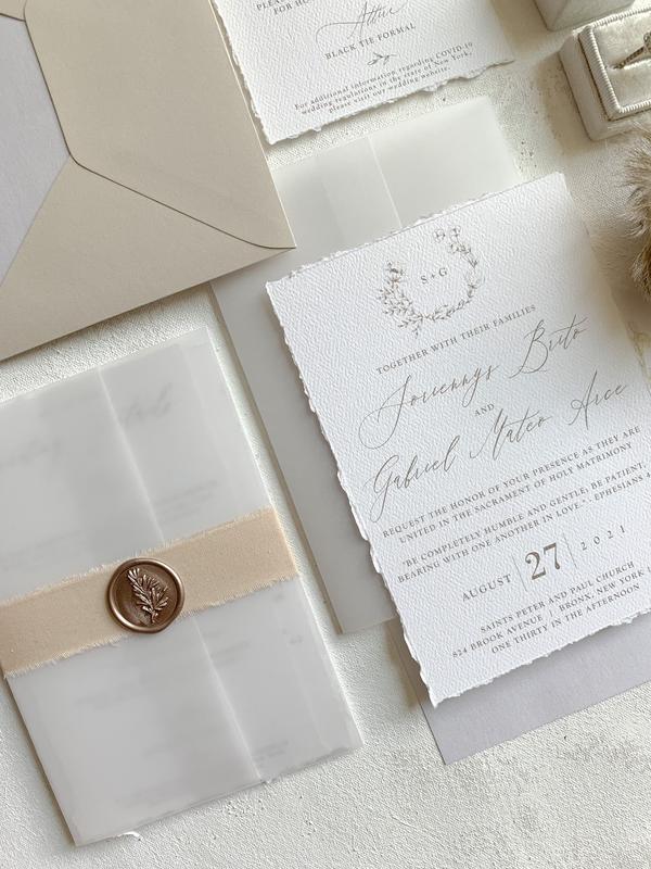 Wildflower Biege Wedding Invitations | Style 170