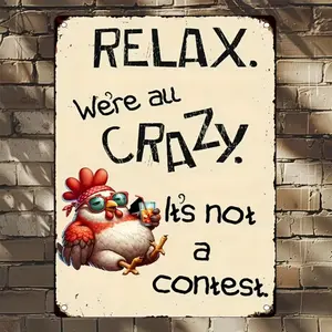 Chicken Design Wall Sign, Vintage Style Chicken Wall Sign, Wall Decor for Home Garden & Patio, Garden Decoration Supplies