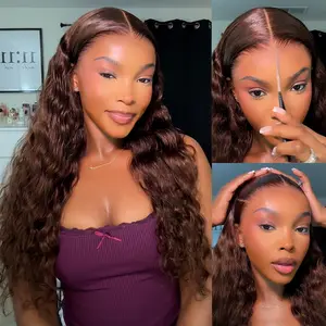 Megalook #4 Chocolate Brown 13x6 Glueless Lace Front Wig Bohemian Curls Pre-everything Glueless Wig Pre Plucked Natural Hairline