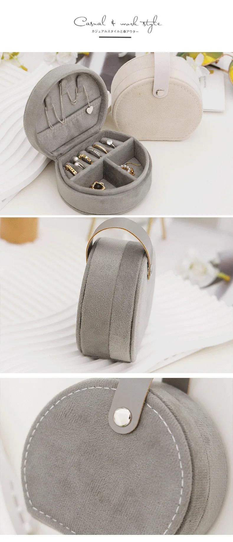 Portable jewelry box, flannel, mini portable cute box, necklace, rings, earrings, earrings, studs, jewelry, jewelry storage box