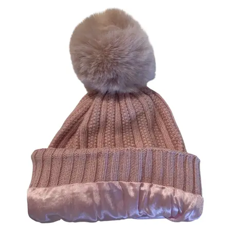 Unisex Acrylic Satin-Lined Puff Ball Beanie for Adults - 1 Size Fits All Adult, Hair Protection Friction Guard, Hair Styling, Heatless Styling Tool, Stretch Fitted for Sports Use