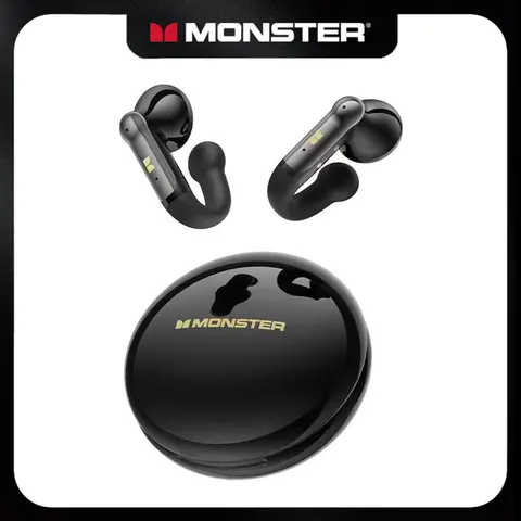 MONSTER Open Ear Clip-On Earbud - Bluetooth 6.0 Waterproof Wearable Wireless Headphones, 13mm Drivers, 4.3g Lightweight, Noise Canceling J-Shaped Fit, ENC Calls, 165H Playtime, Sports Headphones for Running