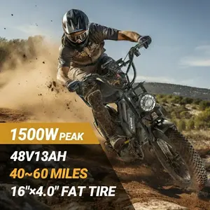 ESKUTE 1500W Peak Power Electric Ebike Full Suspension 28 MPH Top Speed 48V 13Ah Battery 16x4.0 Fat Tires LED Headlights UL 2849 Certified