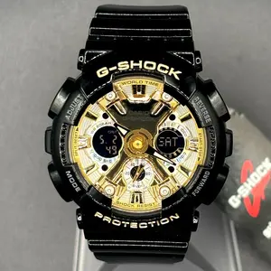 Casio G-Shock GMAS120GB-1A Women's Black Gold Silver Metallic Ana-Digi Watch NWT