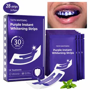 Teeth Whitening Strips 14 Treatments, Purple Tooth Whitening, Combining Whitening and Colour Correction, Enamel Safe for Sensitive Tooth, Purple Whitening Strips, Peroxide-Free Quick Teeth Whitener