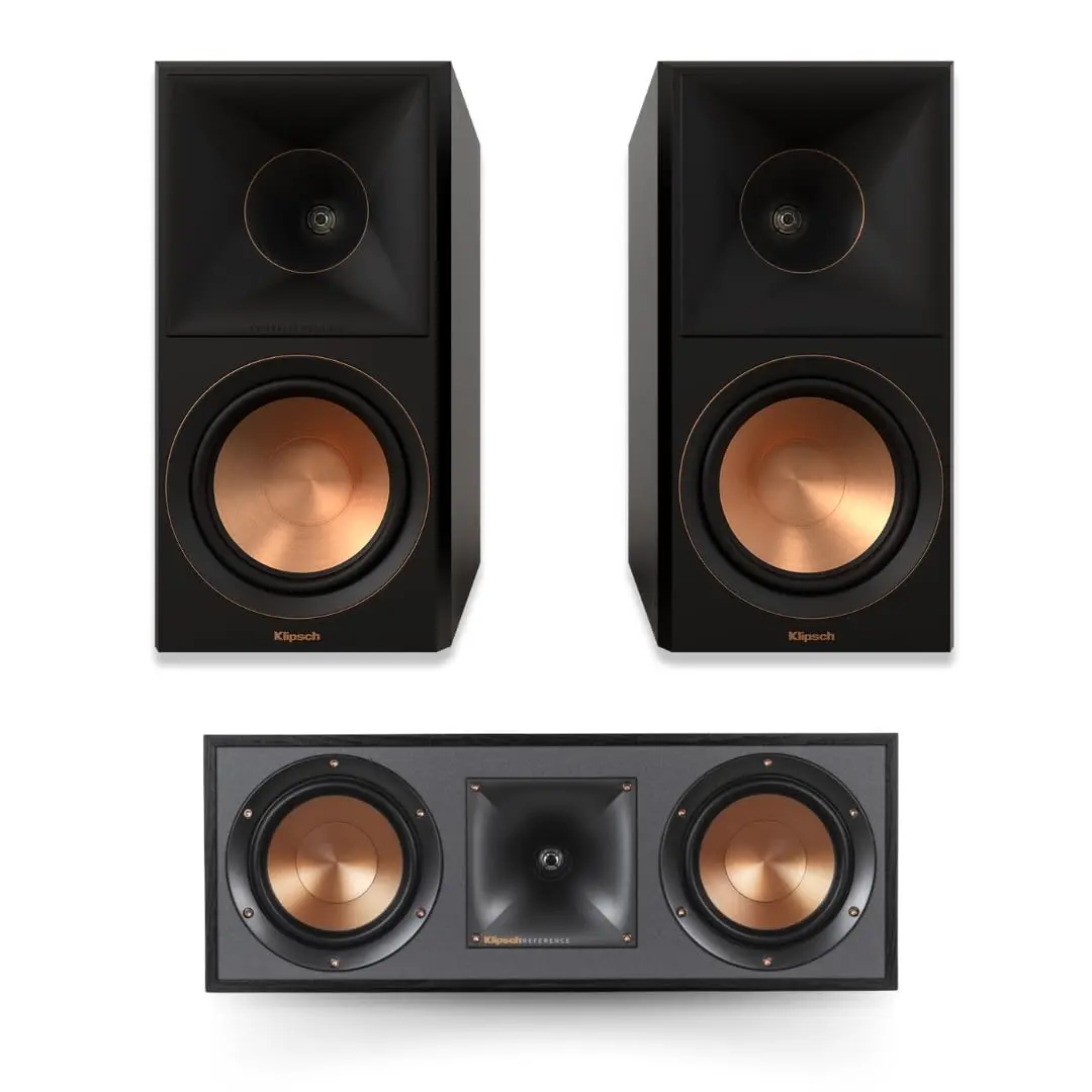 Klipsch Reference Premiere RP-600M II Aluminium Audio Bookshelf Speakers (Ebony, Pair) Bundle with R-52C Detailed Performance Center Channel Home Speaker (Black, 1) – Dual 5.25" Spun-Copper IMG Woofers, Ideal for Any Sized-Space Square Smartphone
