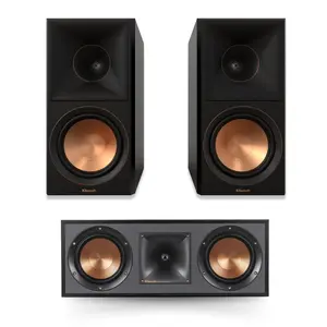 Klipsch Reference Premiere RP-600M II Bookshelf Speaker Pair in Ebony R-52C Powerful Detailed Center Channel Home Speaker Set of 1 Black Bundle