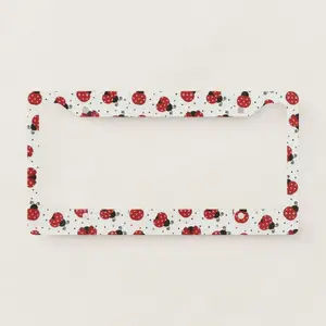 Lady Bug License Plate Frame Cute Red Beetle Pattern For Car Accessory Aesthetic Cute Vehicle Ornament For Women Girls Ladybird Decor Auto 2