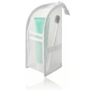 Standing Toiletry Bag, Portable Lightweight Travel Toiletry Bag, Mesh Large Capacity Cosmetic Waterproof Bag,Foldable Clear Hanging Travel Toiletry Bag Cosmetic Organiser Storage
