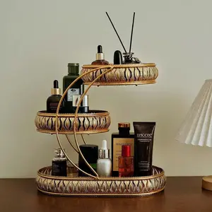 Luxury Washstand Cosmetic Storage Desktop Three-Tier Organizer, No Installation Required, Perfect for Bathroom & Vanity Use