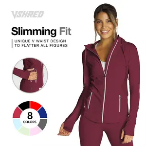 Waist Cinching Solid Zip-Up Jacket by V Shred
