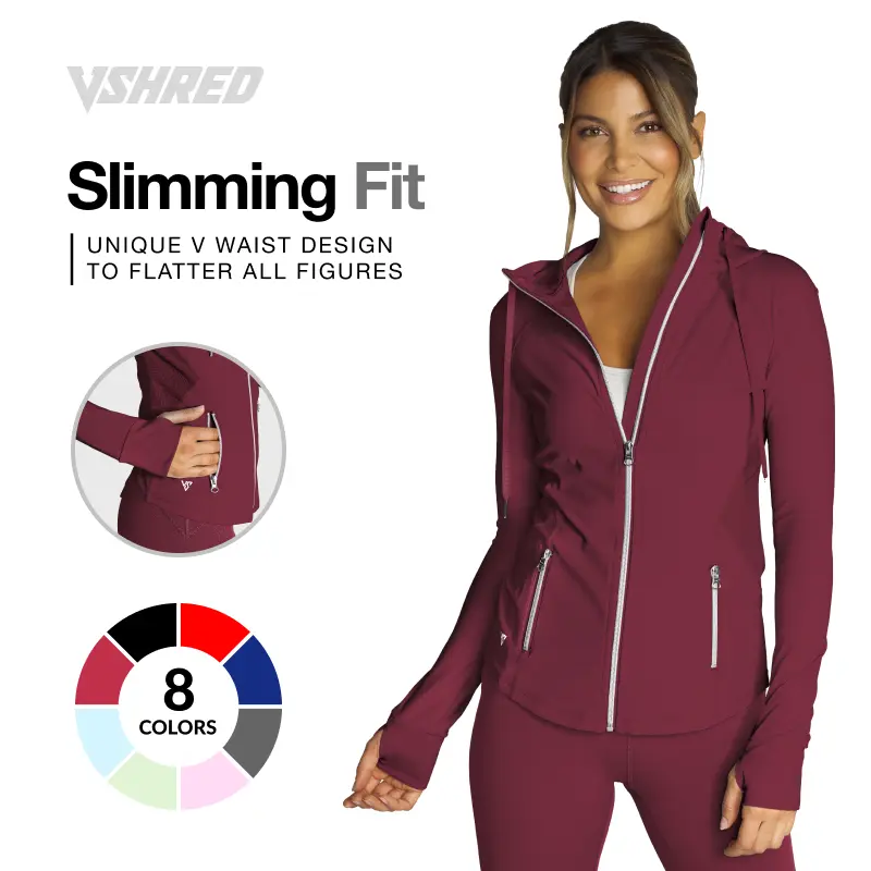 Waist Cinching Solid Zip-Up Jacket by V Shred