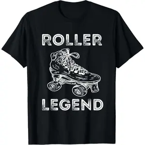 100% Cotton Roller Legend 70s 80s Retro Roller Skating Skate T-Shirt