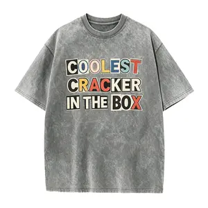 Men's Black Graphic T-Shirt - "Coolest Cracker In The Box" Print Crew Neck Tee, Loose Fit Cotton Shirt