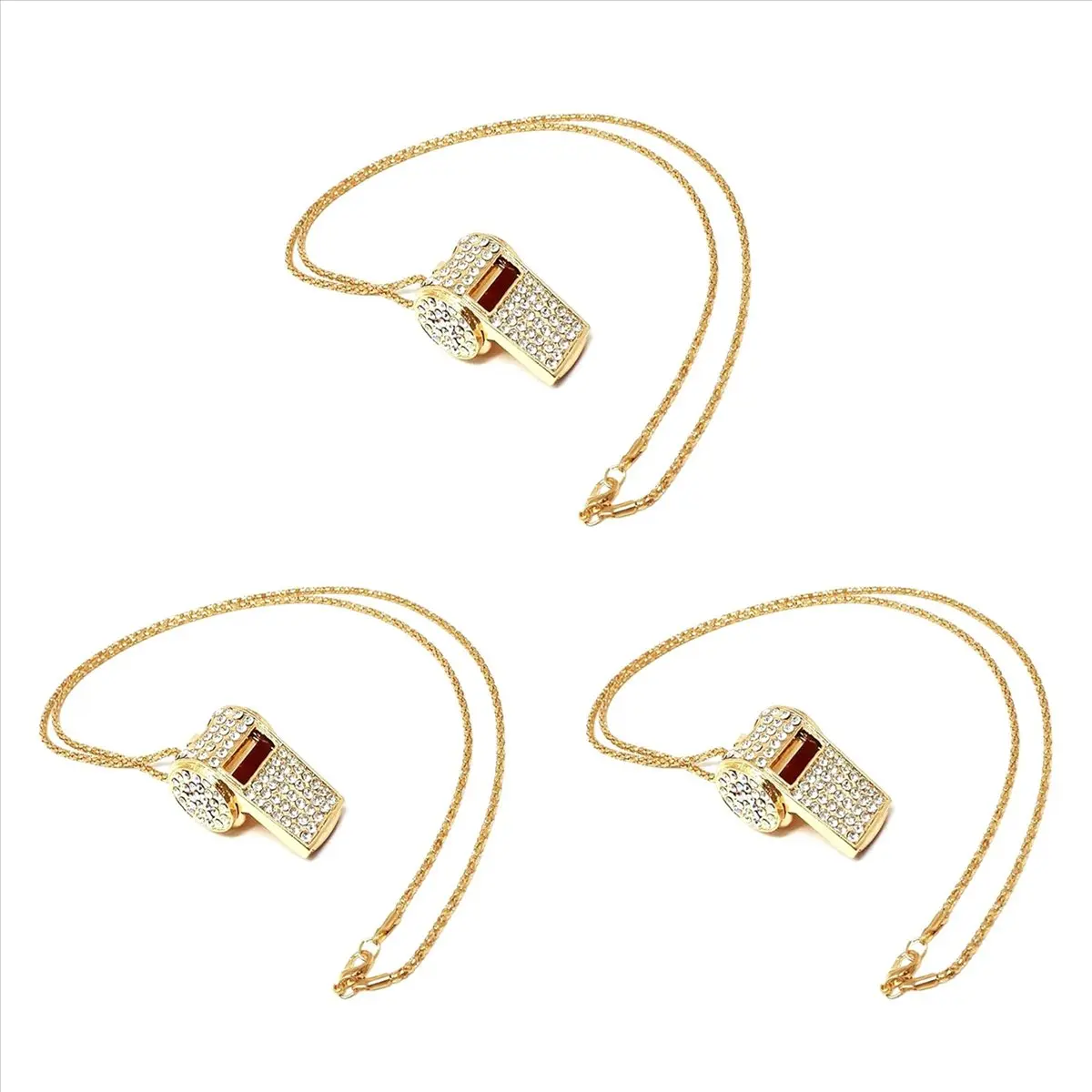 3X Whistle, Metal Crystal Rhinestone Whistle, Shining Whistle with Keychain for Referees, Coaches, Teachers