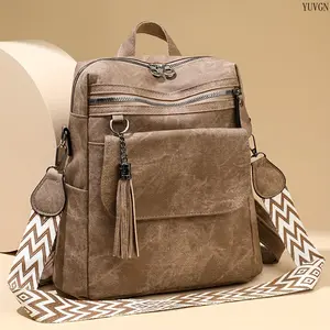 Vintage Denim-Style Convertible Backpack for Students, Large Capacity Multi-Zipper Fashion Backpack, Multifunctional Single-Shoulder & Crossbody Bag for Women's Daily Use