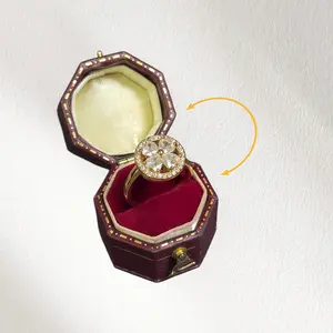 Gold Four Leaf Clover Adjustable Ring – Elegant Rotating Lucky Ring for Everyday Wear