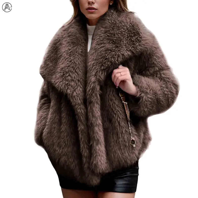 Arssm Women’s Faux Coat - Fluffy Elegant Warm Outerwear for Cold Weather or Night Out Winter Jacket Womenswear