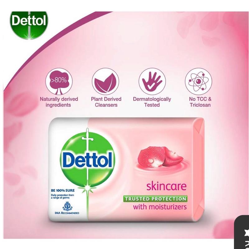 Dettol Skincare Antibacterial Soap Bar, 3.5oz (100g) (Pack of 6) Body Care Body Wash Comfort Cleanser