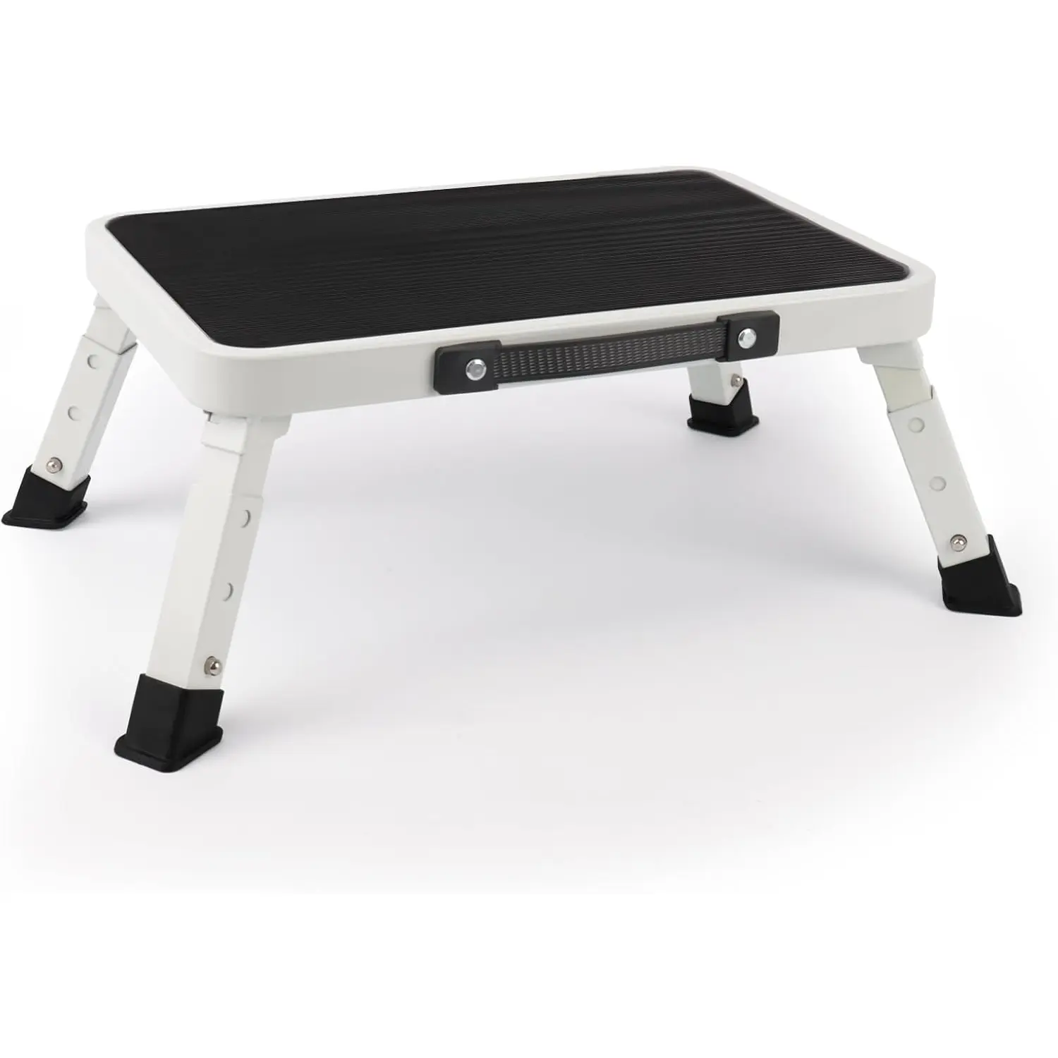 Folding Step Stool, Adjustable Step Stool with Non-Slip Platform, 500 Lbs Capacity, Step Ladder for Adults or  in Kitchen, Bathroom, RV, Camping, Office, White